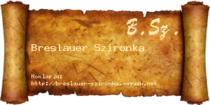 Breslauer Szironka névjegykártya